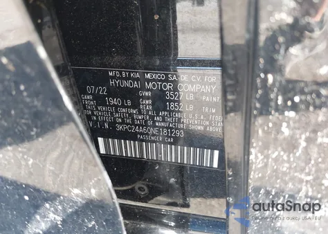 2022 Hyundai Accent Se из США, поврежденный, VIN 3KPC24A60NE181293